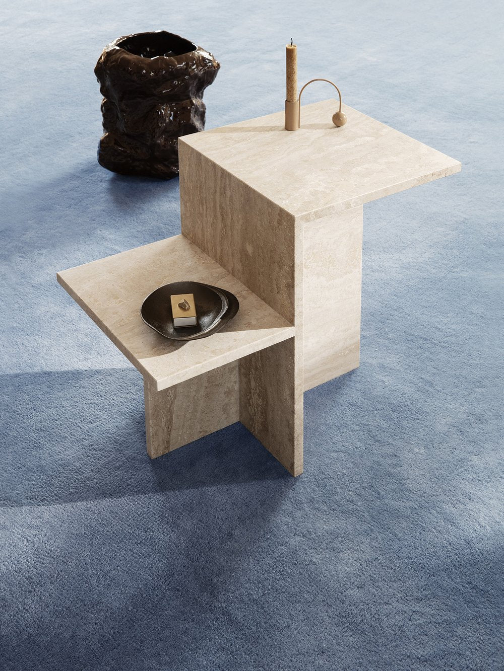 Distinct Side Table - Travertine