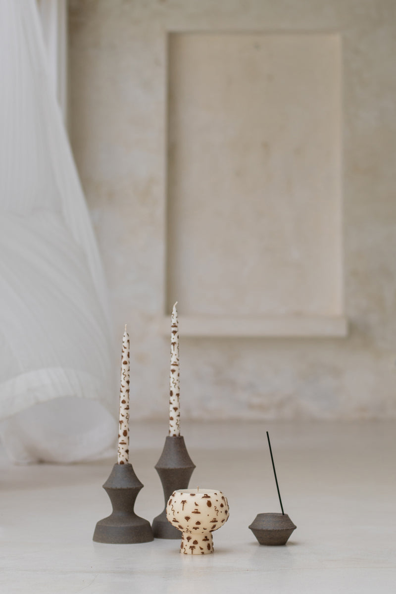 Amal Candle Holder Pair - Speckled Iron