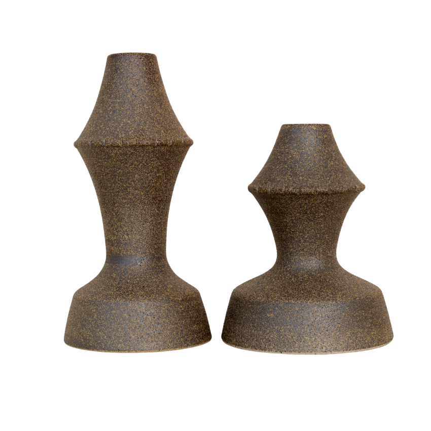 Amal Candle Holder Pair - Speckled Iron