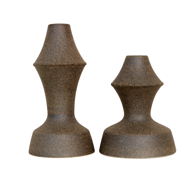 Amal Candle Holder Pair - Speckled Iron