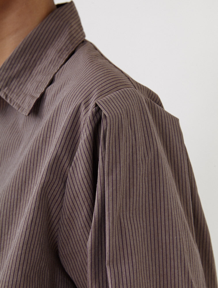 The Tuck Shirt - Cognac Stripe