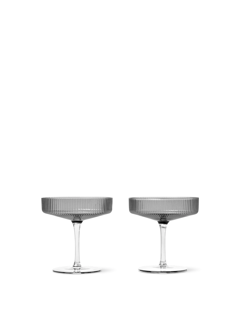 Ripple Champagne Saucer Set of 2 - Smoked Grey