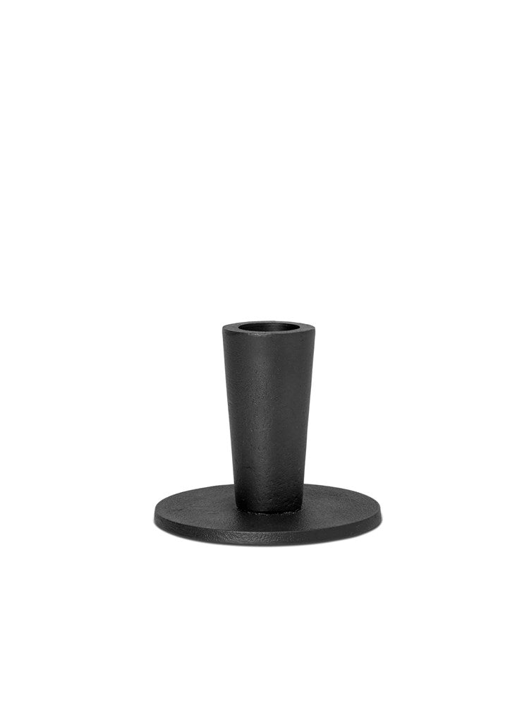 Hoy Casted Candle Holder - Low - Black