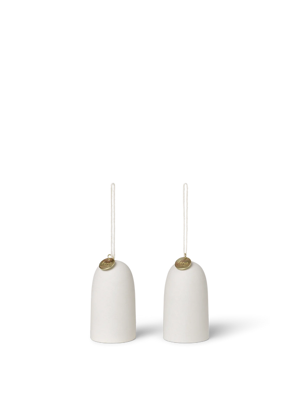 Bell Ceramic Ornament - Set of 2 - Off White