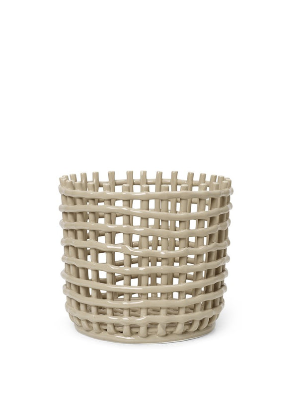 Ceramic Basket Large - Cashmere