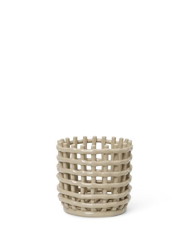 Ceramic Basket Small - Cashmere