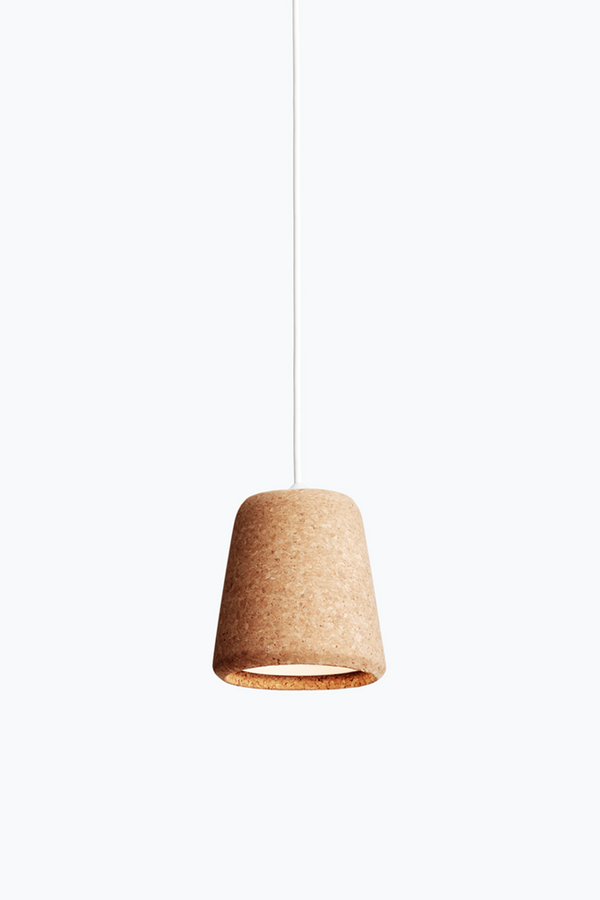 Material Pendant - Natural Cork w. White Fitting