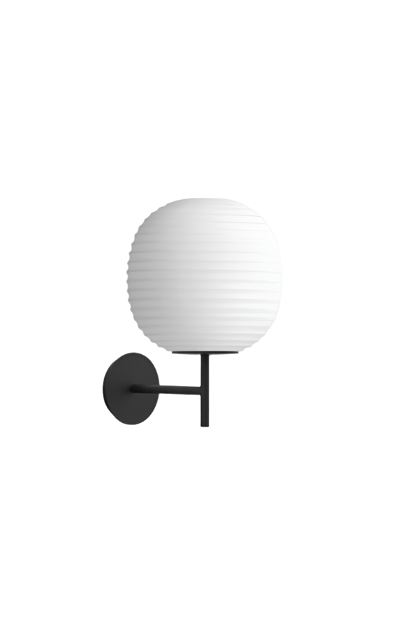 Lantern Wall Lamp. Small - Black Base w. Frosted White Opal Glass