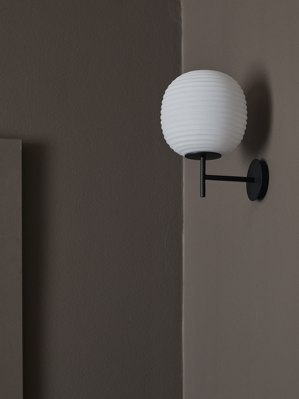 Lantern Wall Lamp. Small - Black Base w. Frosted White Opal Glass
